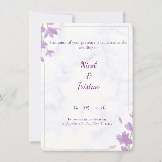 Modern Elegant Wedding Invitation Einladung (Vorderseite)
