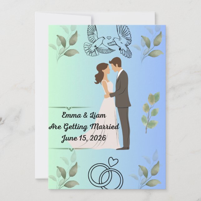 Modern Elegant Wedding Invitation Template | Edita Karte (Vorderseite)