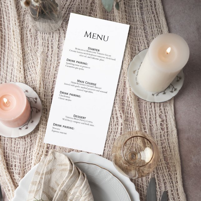 Modern Elegant Wedding Reception Menu Menükarte (Von Creator hochgeladen)