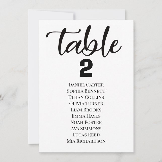 Modern Elegant Wedding Table Numbers Seating Chart Einladung (Vorderseite)