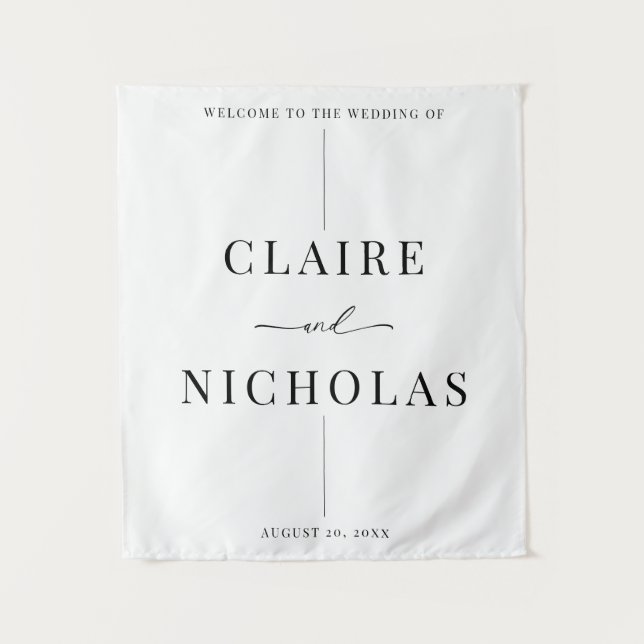 Modern Elegant Wedding Welcome Sign Wandteppich (Vorderseite)