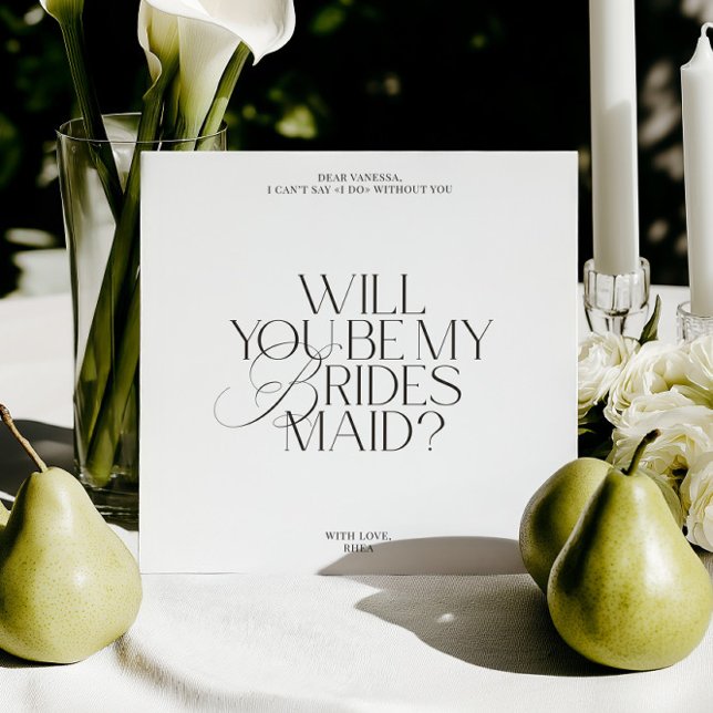 Modern Elegant White Bridesmaid Proposal Card Einladung (Modern Elegant White Bridesmaid Proposal Card)