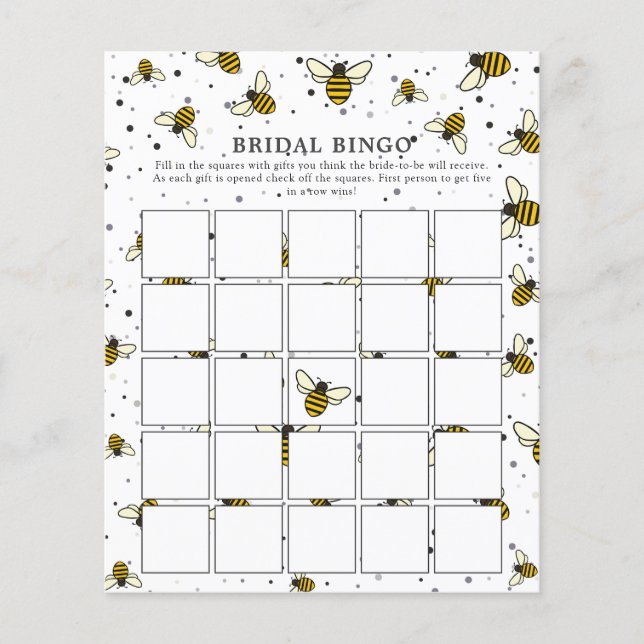 Modern Elegante Bee Brautparty Bingo Game (Vorderseite)