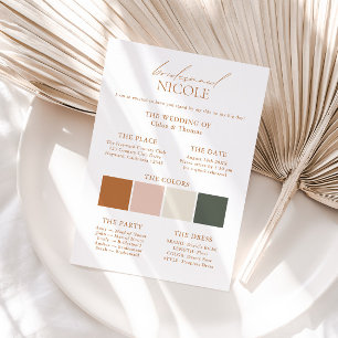 Modern Elegante Color Palette Bridesmaid Info Card Einladung