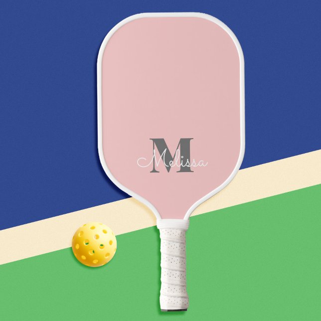 Modern Elegante Feminine Pink Monogram Name Pickleball Schläger (Von Creator hochgeladen)