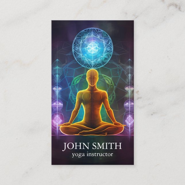 Modern Elegante Gold Chakra Spirituelle Energie Yo Visitenkarte (Vorderseite)