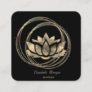 Modern Elegante Gold Circles Gold Lotus Quadratische Visitenkarte