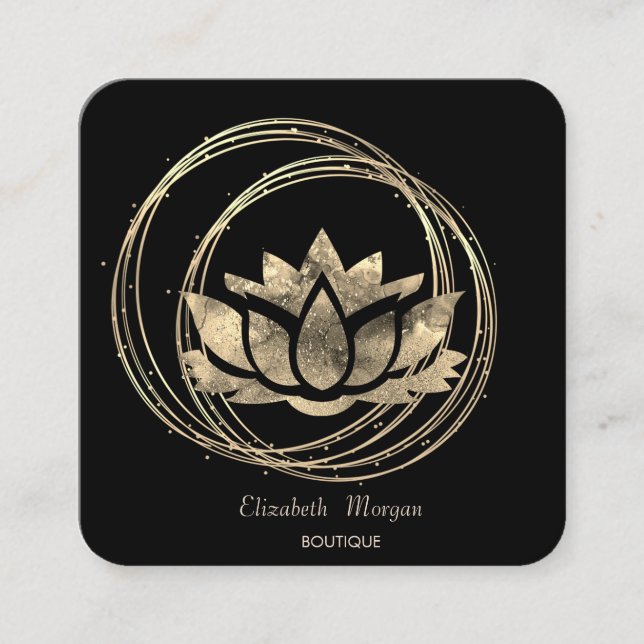 Modern Elegante Gold Circles Gold Lotus Quadratische Visitenkarte (Vorderseite)
