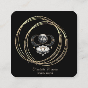 Modern Elegante Gold Circles Lotus Quadratische Visitenkarte