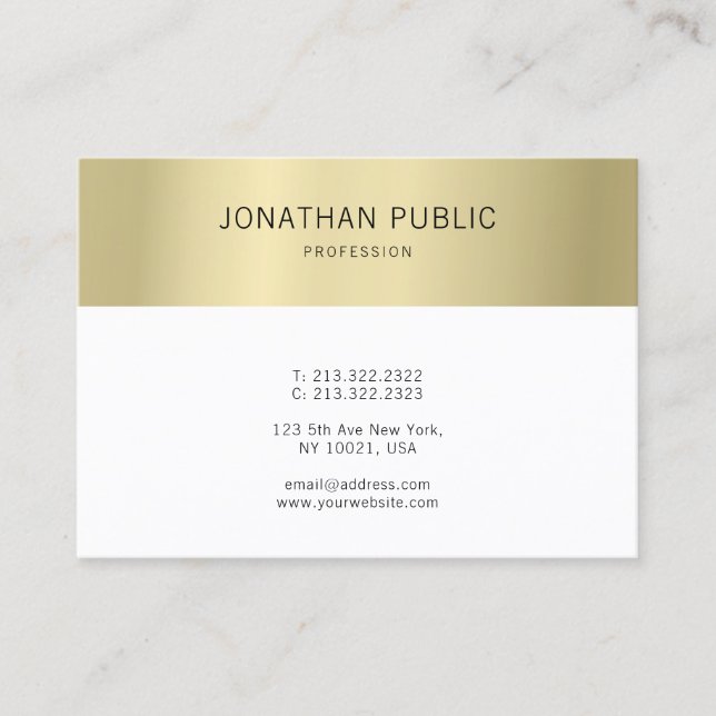 Modern Elegante Gold Weiß Einfach Beruflich Visitenkarte (Vorderseite)