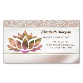 Modern Elegante Lotus Glitzer Magnetische Visitenkarte
