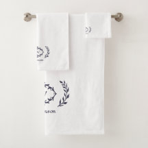 Modern elegante Monogram, Initial White Trendy Blu