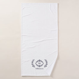 Modern elegante Monogram, Initial White Trendy Blu Badhandtuch Set