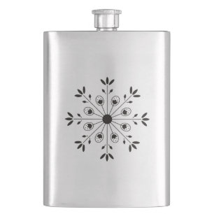 Modern Elegante Snowflake Black Flachmann