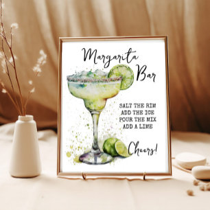 Modern Elegante Watercolor Margarita Bar Sign Sockelschild