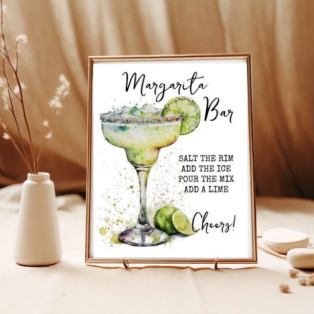 Modern Elegante Watercolor Margarita Bar Sign Sockelschild (Von Creator hochgeladen)