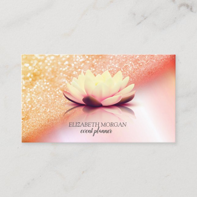 Modern Eleganter Beruflicher Glitzer Bokeh Lotus Visitenkarte (Vorderseite)