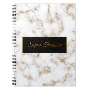 Modern eleganter Name aus weißem Gold - Notebook Notizblock