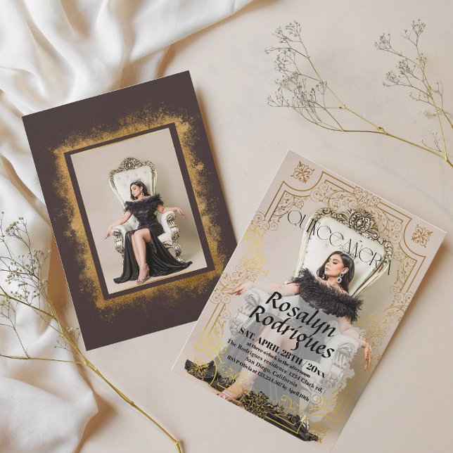 Modern Elegantes Foto Quinceanera Golfen Einladung (Von Creator hochgeladen)