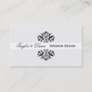 Modern   Elegantes Schwarz-Weiß-Ornament-Logo Visitenkarte