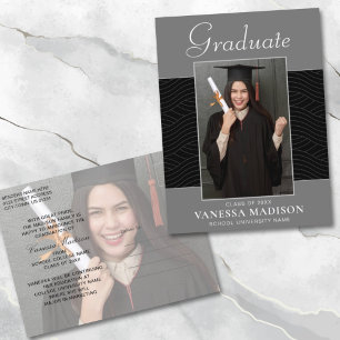 Modern   Elegantes Script Platinum Gray 2 Foto Gra Postkarte