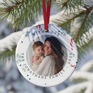 Modern Elegantes Weihnachtsfoto Keramik Ornament