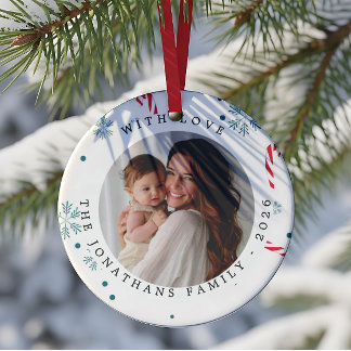 Modern Elegantes Weihnachtsfoto Keramik Ornament