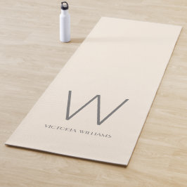 Modern Elfenbeingrau minimalistischer Monogramm-Na Yogamatte