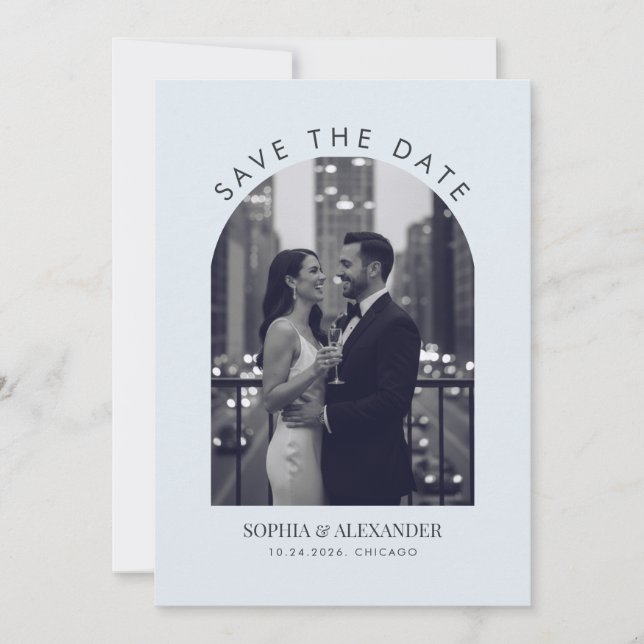 Modern Emerald Arch Photo Frame Feiertagskarte (Vorderseite)