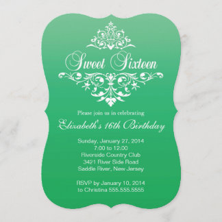 Modern Emerald Green 16 . Geburtstag Birthday Part Einladung