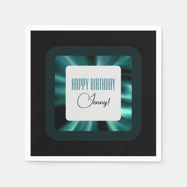 Modern Emerald Green Black und White Serviette (Vorderseite)