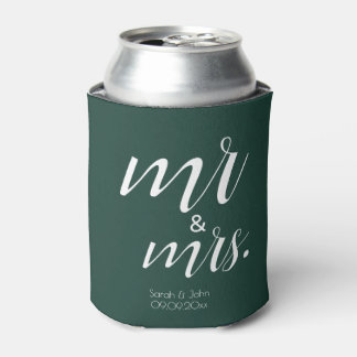 Modern Emerald Green Bold Mr & Mrs Wedding  Dosenkühler