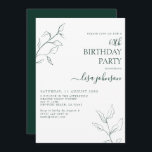 Modern Emerald Green Botanical 60. Geburtstag Einladung<br><div class="desc">Nicht Ihre typische 60. Geburtstagsfeier! Mit dieser modernen smaragdgrünen Schrift aus dem botanischen 60. Geburtstag erwecken Sie Ihren Gast einen Eindruck. Die atemberaubende Linienkunst ist zugleich delikat und komplex, die perfekte Kombination aus stilvollem und elegantem Ambiente, die Ihren besonderen Tag von der Erholung abhebt. Und wenn Sie die Karte mit...</div>