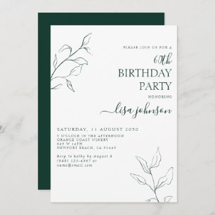 Modern Emerald Green Botanical 60. Geburtstag Einladung