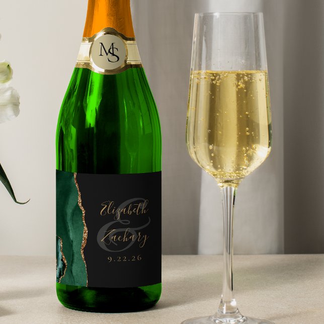 Modern Emerald Green Gold Agate Dark Wedding (Von Creator hochgeladen)