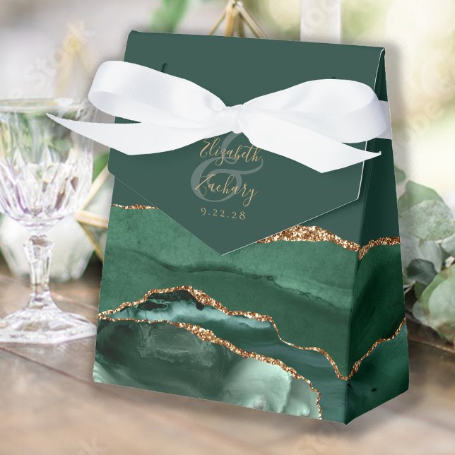Modern Emerald Green Gold Agate Geode Geschenkschachtel (Von Creator hochgeladen)