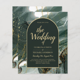 Modern Emerald Green Gold Agate Marble WEDDING