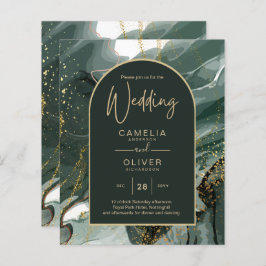 Modern Emerald Green Gold Agate Marble WEDDING