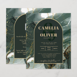 Modern Emerald Green Gold Agate Marble WEDDING