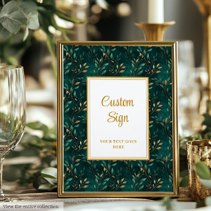 Modern Emerald Green Gold Green Custom Sign Poster