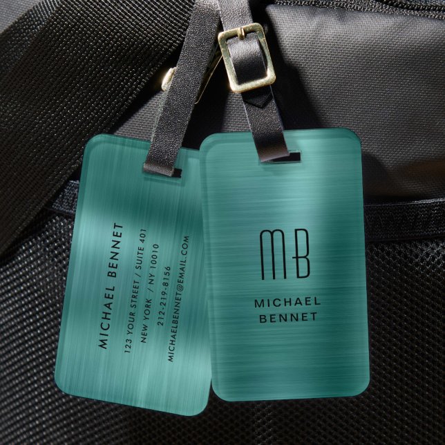 Modern Emerald Green Monogram Gepäckanhänger (Modern Emerald Green Monogram Luggage Tag
)