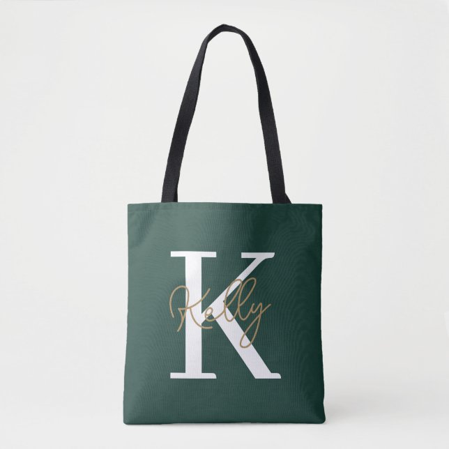 Modern Emerald Green Monogram Script (Vorderseite)