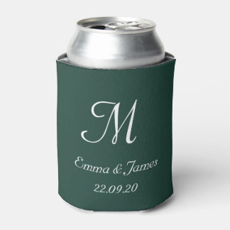 Modern Emerald Green Monogram Wedding Party Favor  Dosenkühler