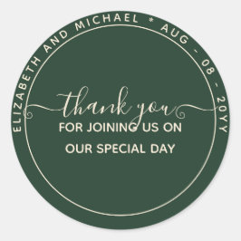 Modern Emerald Green Vielen Dank Runder Aufkleber