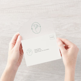 Modern Emerald Monogram Script Wedding All In One Einladung