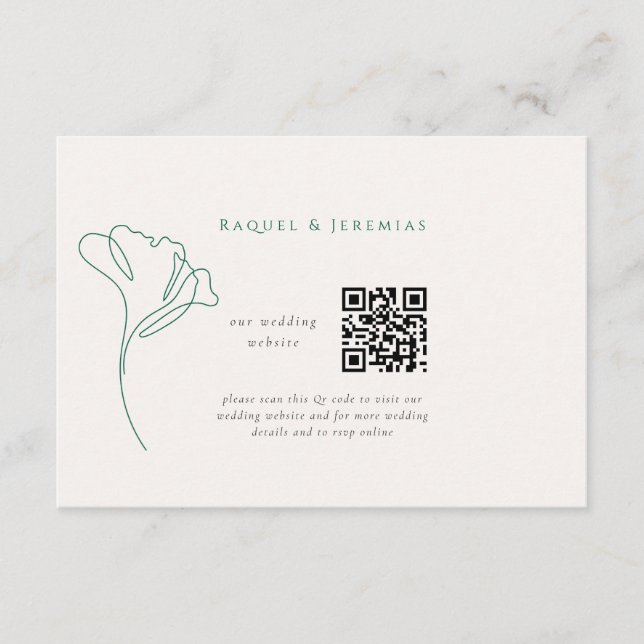 Modern Emerald Wedding Website Enclosure Card Begleitkarte (Vorderseite)