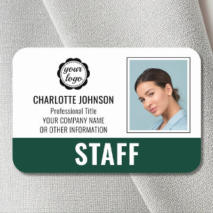 Modern Employee Business Staff ID Foto Logo Grün Namensschild