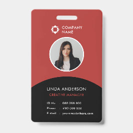 Modern Employee Foto ID Company Logo Black Red Ausweis