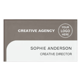 Modern Employee Staff Custom Logo Taupe Namenschild