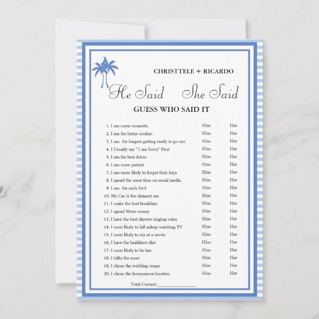 Modern Er sagte, sie habe Brautparty-Spielkarte ge Ankündigung (Vorderseite)